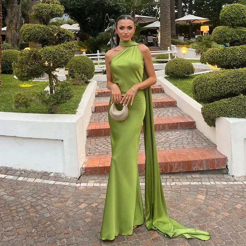 Luxury Halter Satin Maxi Dress