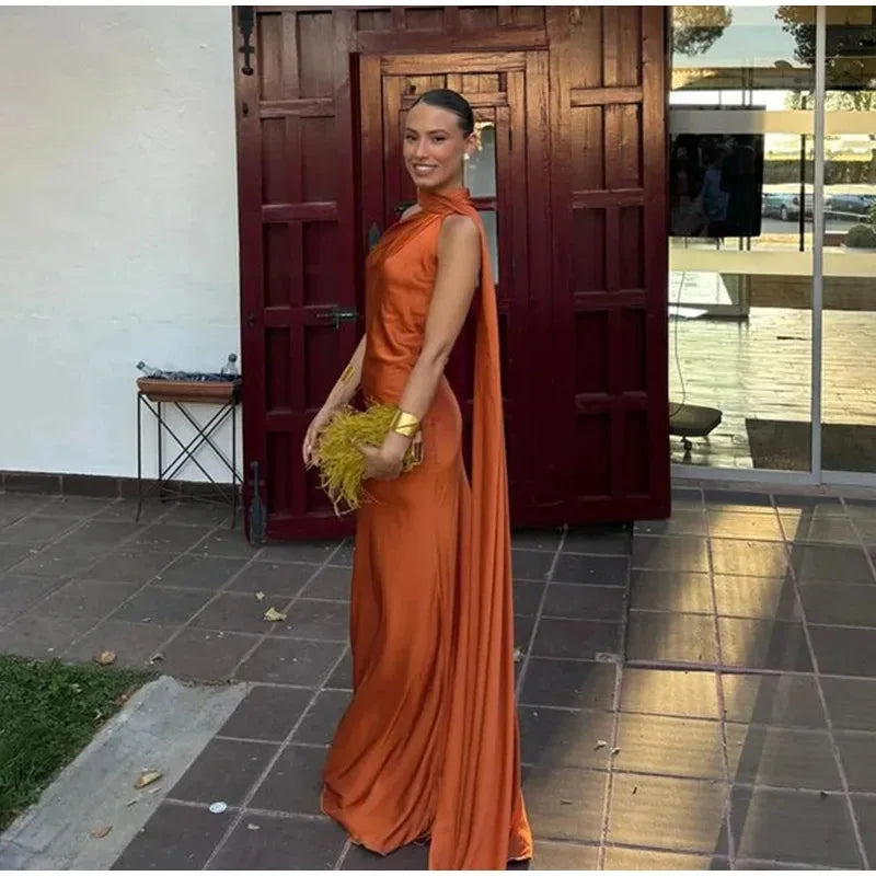 Luxury Halter Satin Maxi Dress