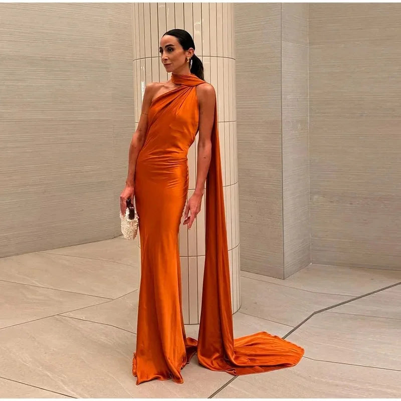 Luxury Halter Satin Maxi Dress