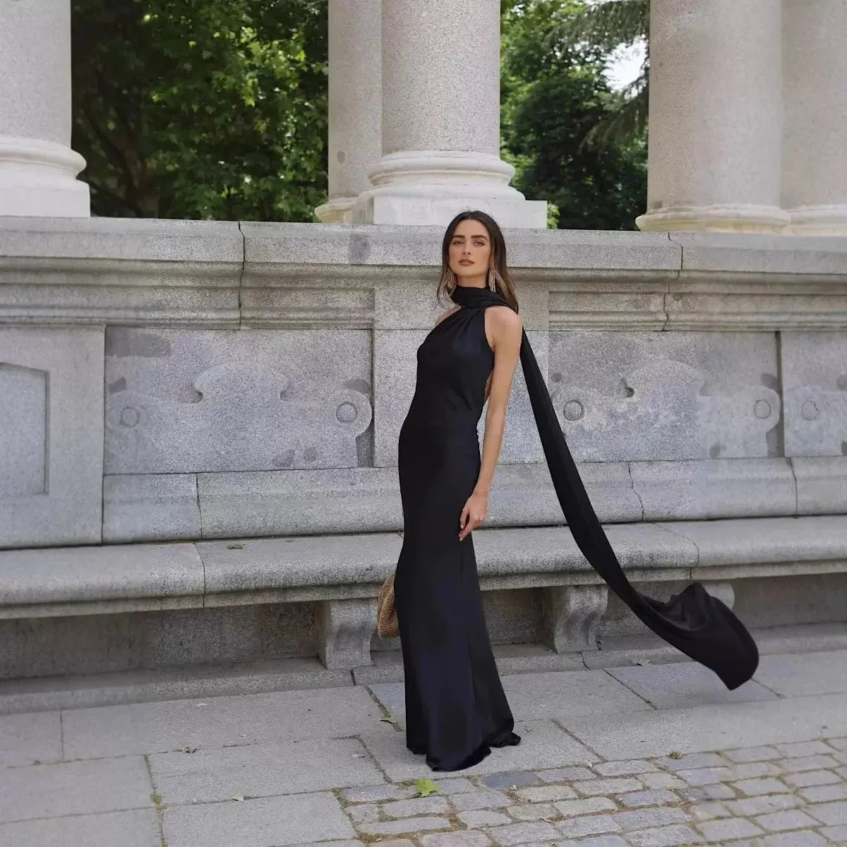 Luxury Halter Satin Maxi Dress